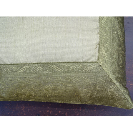 cushion cover 40x40 light green taffetas border brocade