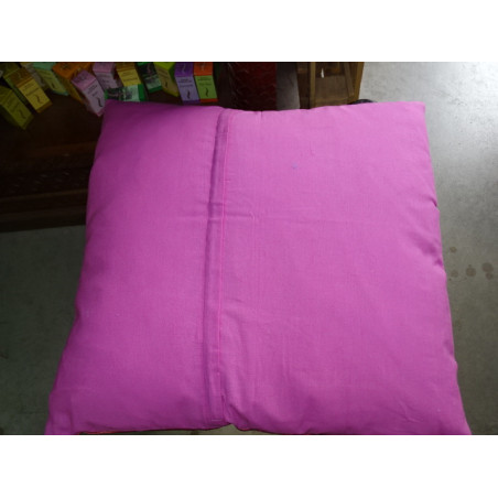 funda de almohada 60x60 de tafetán burdeos / rosa con borde brocado