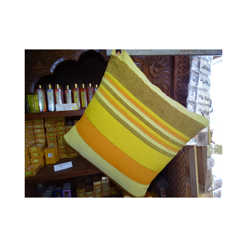 Housse de coussin kerala 40x40 cm jaune, orange et taupe