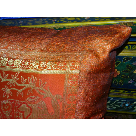 Cushion cover 1 elephant 40x40 cm orange brocade edge