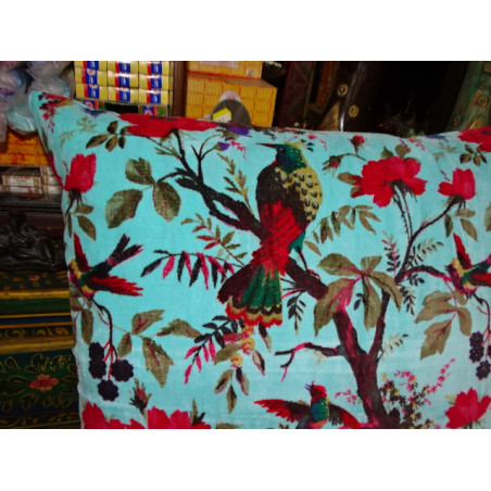 Velvet covers 60x60 cm with turquoise bird of paradise