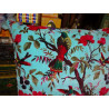 Housses en velours avec oiseau de paradis turquoise en 60X60 cm