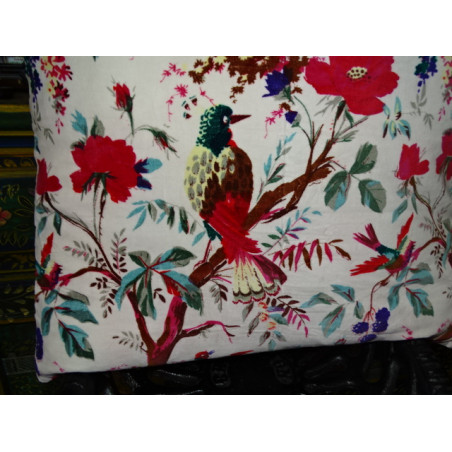 Housses en velours avec oiseau de paradis blanc en 60X60 cm