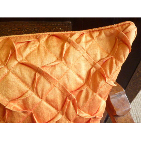 Housse de coussin carré froisé orange 40x40 cm