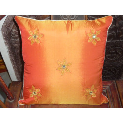 Cushion cover 40X40 flower miroirs orange