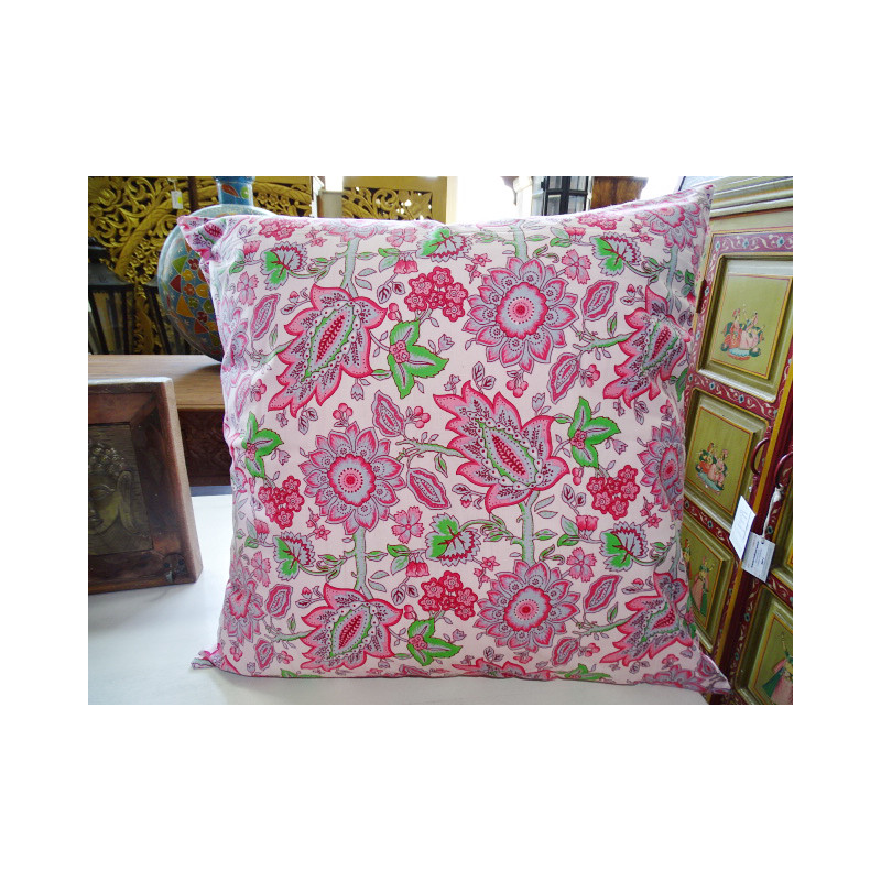 Pillow cover 60X60 cm printed with pink and gray flowers