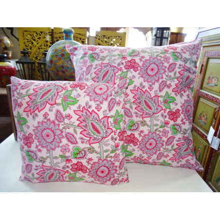 Pillow cover 60X60 cm printed with pink and gray flowers