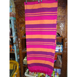 Dessus de lit indien KERALA de couleur fushia, violet et orange