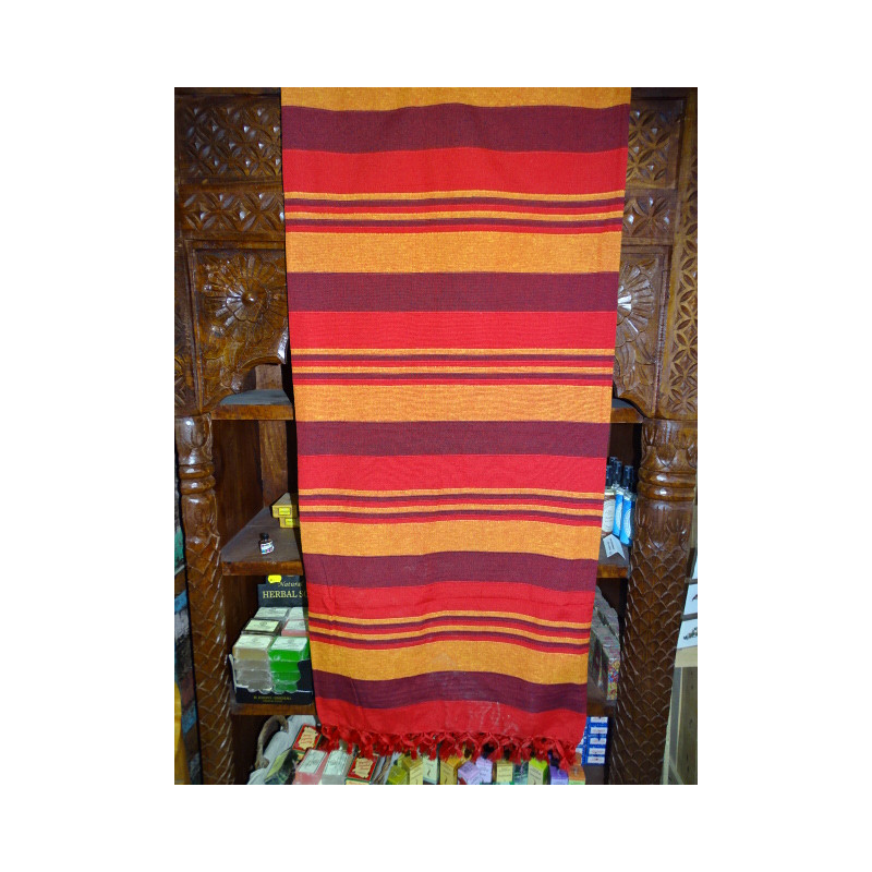 Indian KERALA bedspread in brown, red and orange colors
