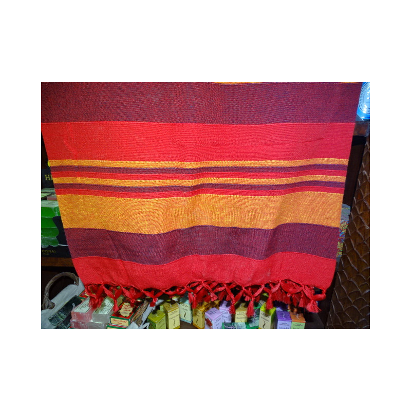 Indische Tagesdecke aus KERALA in den Farben Braun, Rot und Orange