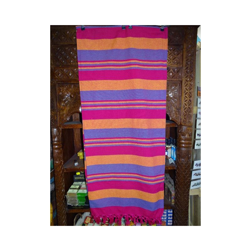 Indische Tagesdecke KERALA in Fuchsia, Orange und Preußischblau
