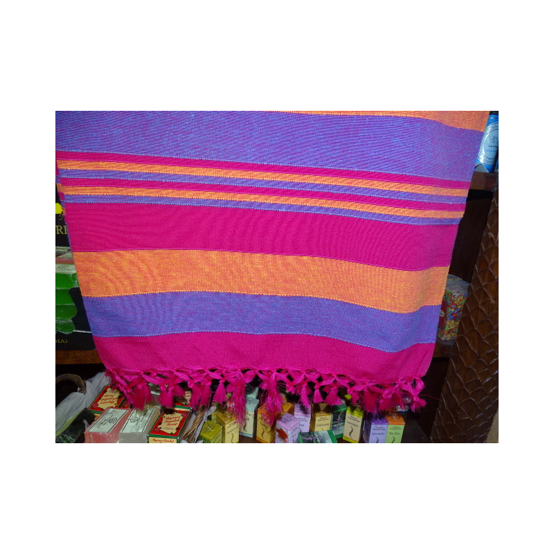 Copriletto indiano KERALA in fucsia, arancio e blu di prussia