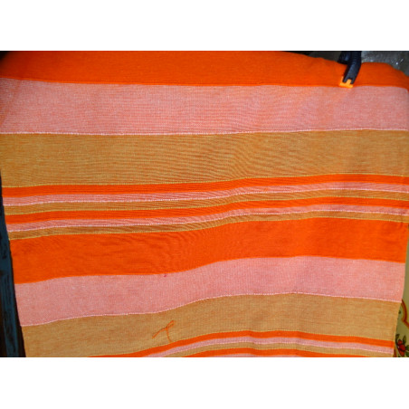 Dessus de lit indien KERALA de couleur rose, orange et beige 260 x 240 cm