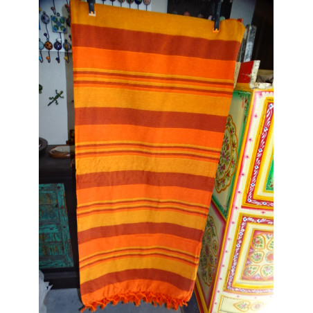 Indian bedspread KERALA color 2 oranges and plum 260 x 240 cm