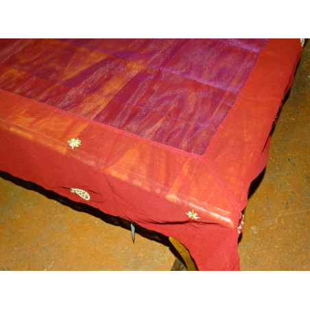 table cover organdi sheer 150x150 cm Bordeau & pearl