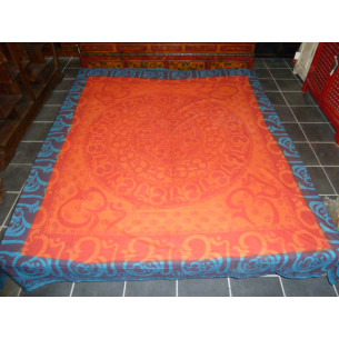 Wandbehang Baumwolle round sanscrit türkis und orange