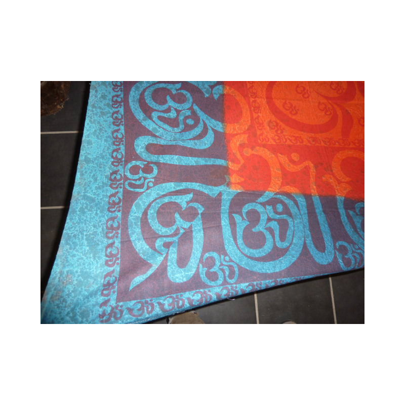 Tenture ronde sanscrit turquoise et orange