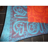 Tenture ronde sanscrit turquoise et orange