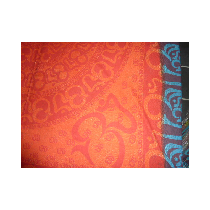 Tenture ronde sanscrit turquoise et orange