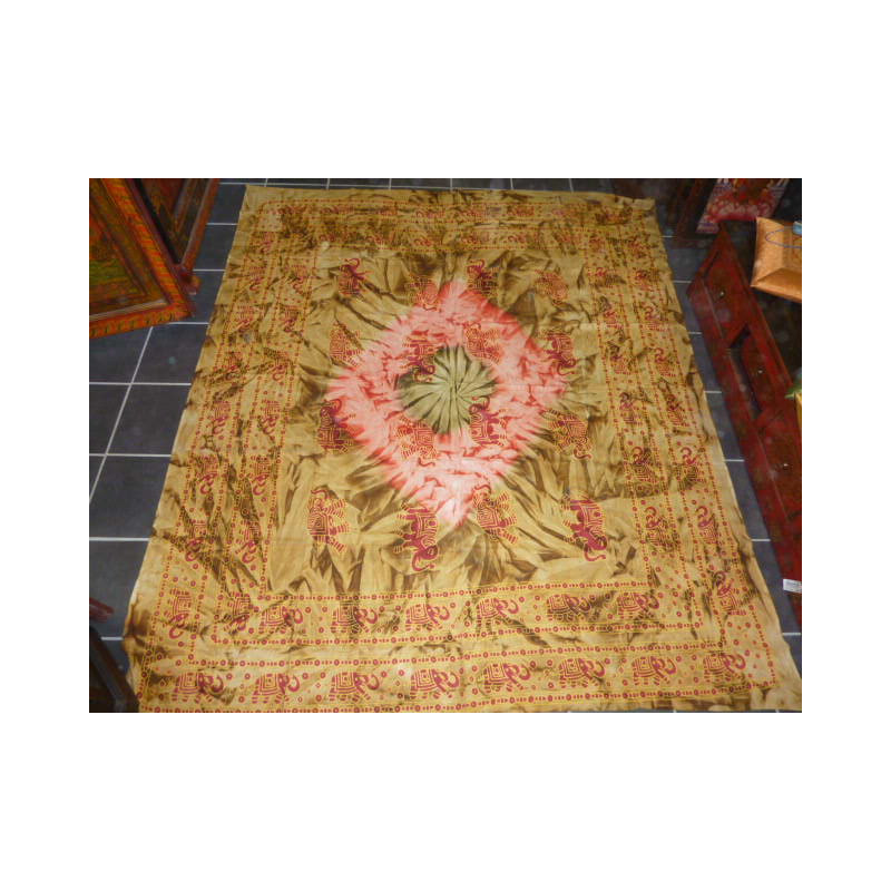 wall hanging round elephants kaki / pink