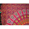 Tenture en coton 220 x 200 cm avec vitrail de couleur rouge