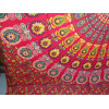 Tenture en coton 220 x 200 cm avec vitrail de couleur rouge