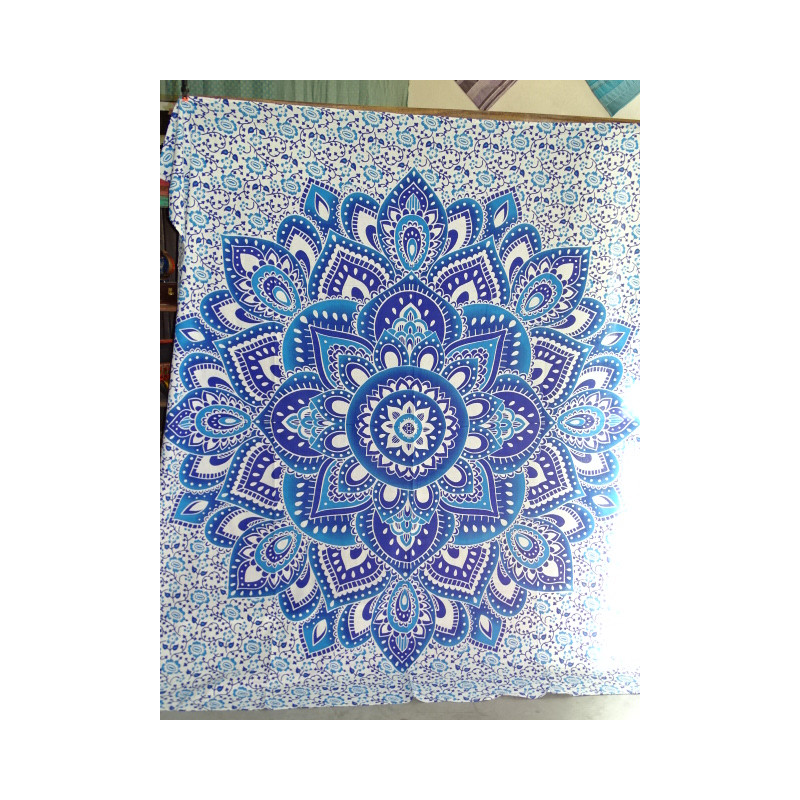 Pendente in cotone 220 x 200 cm con fiore di loto blu