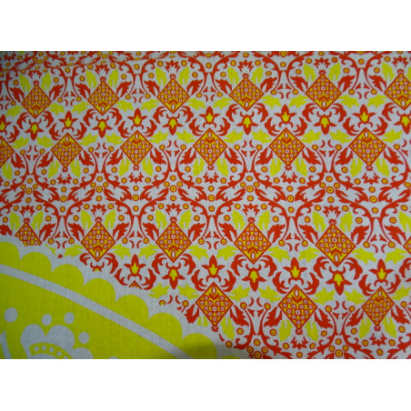 Tenture en coton 220 x 200 cm avec fleur de lotus orange et jaune