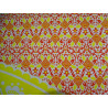 Tenture en coton 220 x 200 cm avec fleur de lotus orange et jaune