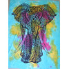 Tenture en coton avec éléphant de cérémonie de couleur turquoise