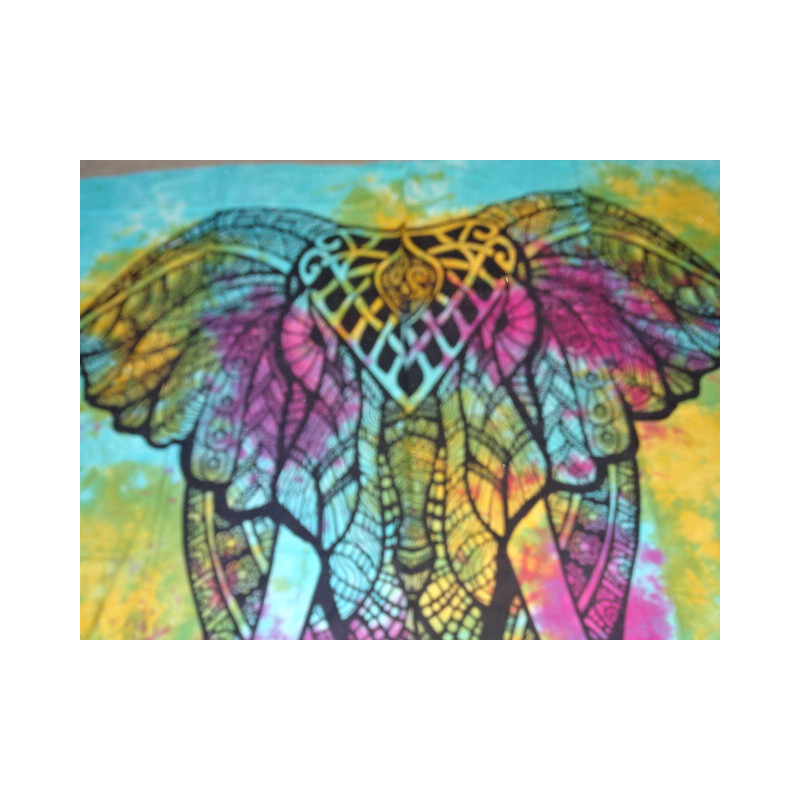 Colgador de pared de algodón con elefante ceremonial en color turquesa