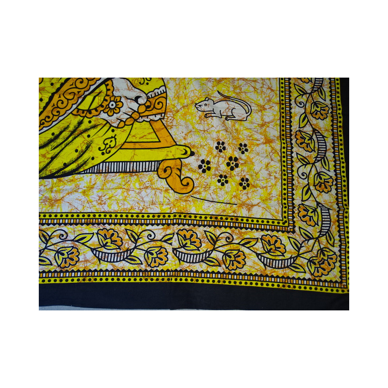 Baumwoll Wandbehang oder Tagesdecke mit gelbem Ganesh