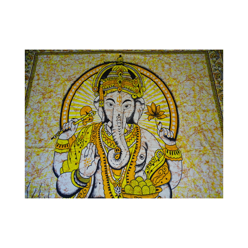 Appendiabiti o copriletto in cotone con Ganesh giallo