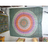 Cotton wall hanging or bedspread with green flower mandala
