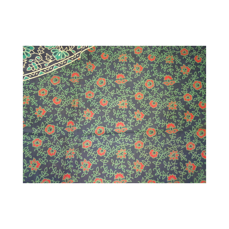 Baumwolle Wandbehang oder Bettdecke mit grünen Blumen Mandala