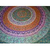 Tenture en coton ou dessus de lit avec mandala de couleur verte à fleur