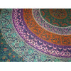 Colgante de pared de algodón o colcha con mandala de flores verdes