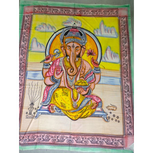 Appendiabiti o copriletto in cotone con Ganesh in meditazione