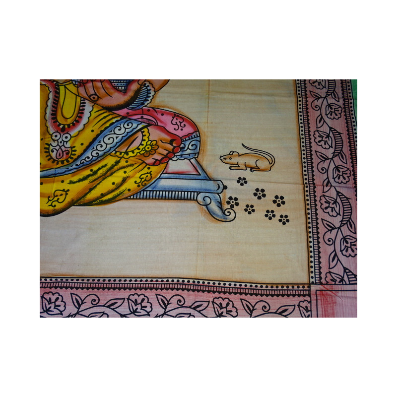 Colgador de pared de algodón o colcha con Ganesh en meditación