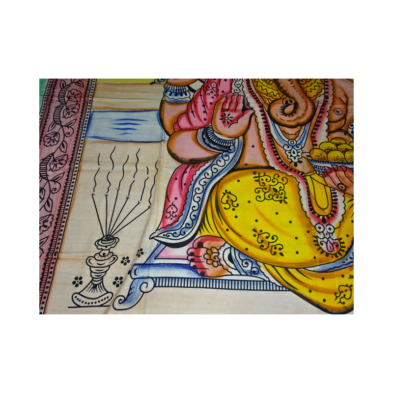 Cotton wall hanging or bedspread with Ganesh in meditation
