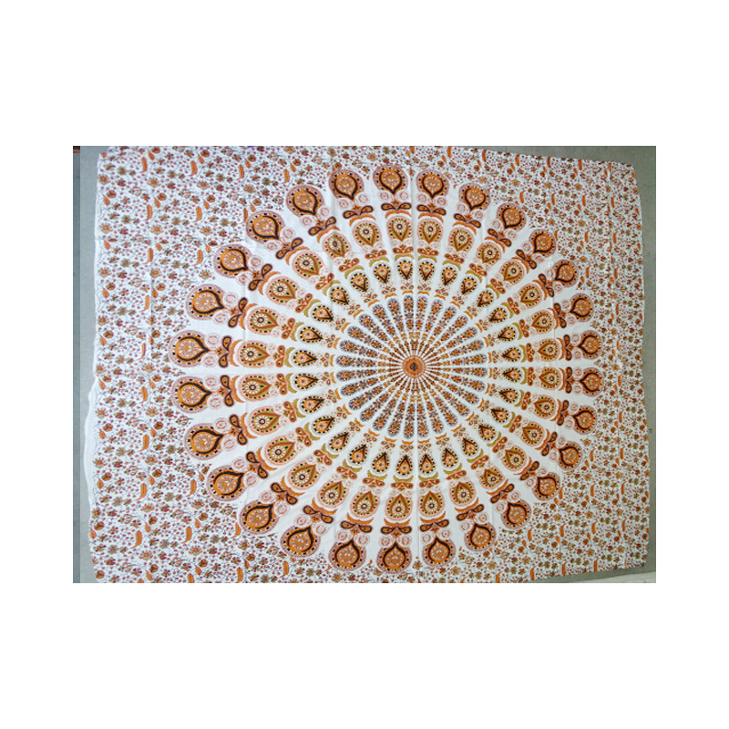 Cotton wall hanging with orange stained glass and cashmeer