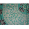 Cotton wall hanging or bedspread green with golden elephants