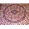 Cotton wall hanging or bedspread color burgundy with golden elephants