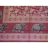 Cotton wall hanging or bedspread color burgundy with golden elephants