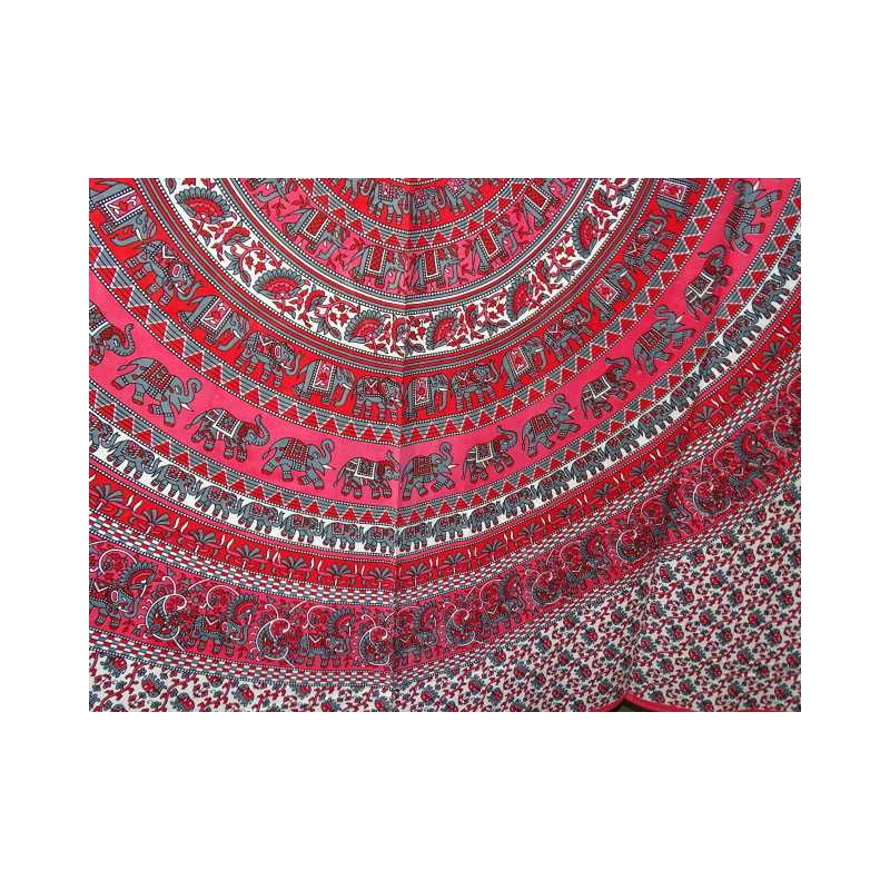 Tenture coton mosaïque éléphant rouge