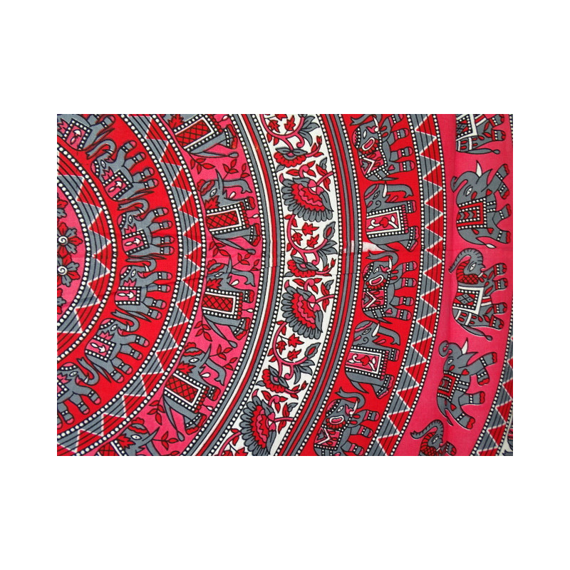Tenture coton mosaïque éléphant rouge