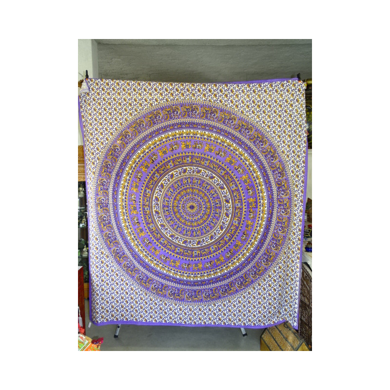 Coton wall hanging elephant purple and orange