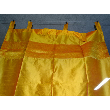 Taftvorhänge mit Brokatkanten orange in 250 x 110 cm
