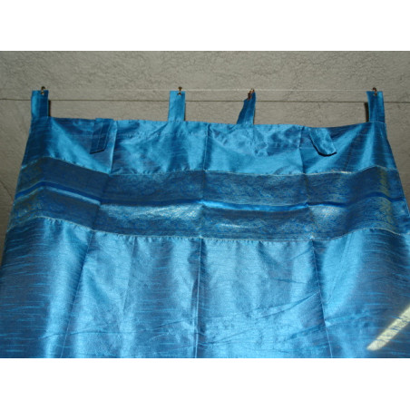 Rideaux taffetas bords brocart turquoise en 250 x 110 cm