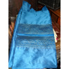 Rideaux taffetas bords brocart turquoise en 250 x 110 cm